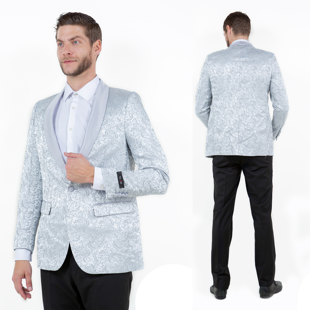 Tazzio Paisley Blazer Only Slim Fit Mens Jacket, Silver